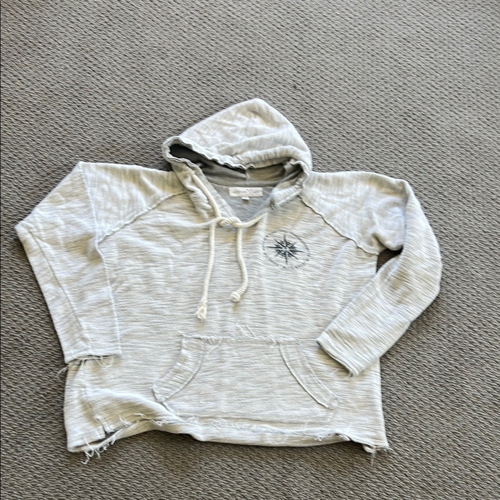Martha’s Vineyard Crew Gray Hoodie Nautical Design, lightweight cotton small